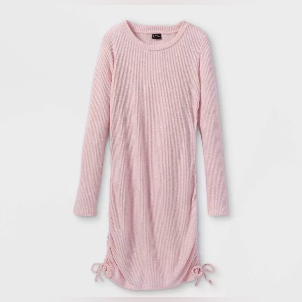 ART CLASS Girls Baby Pink Side Cinch Long Sleeve Knit Dress